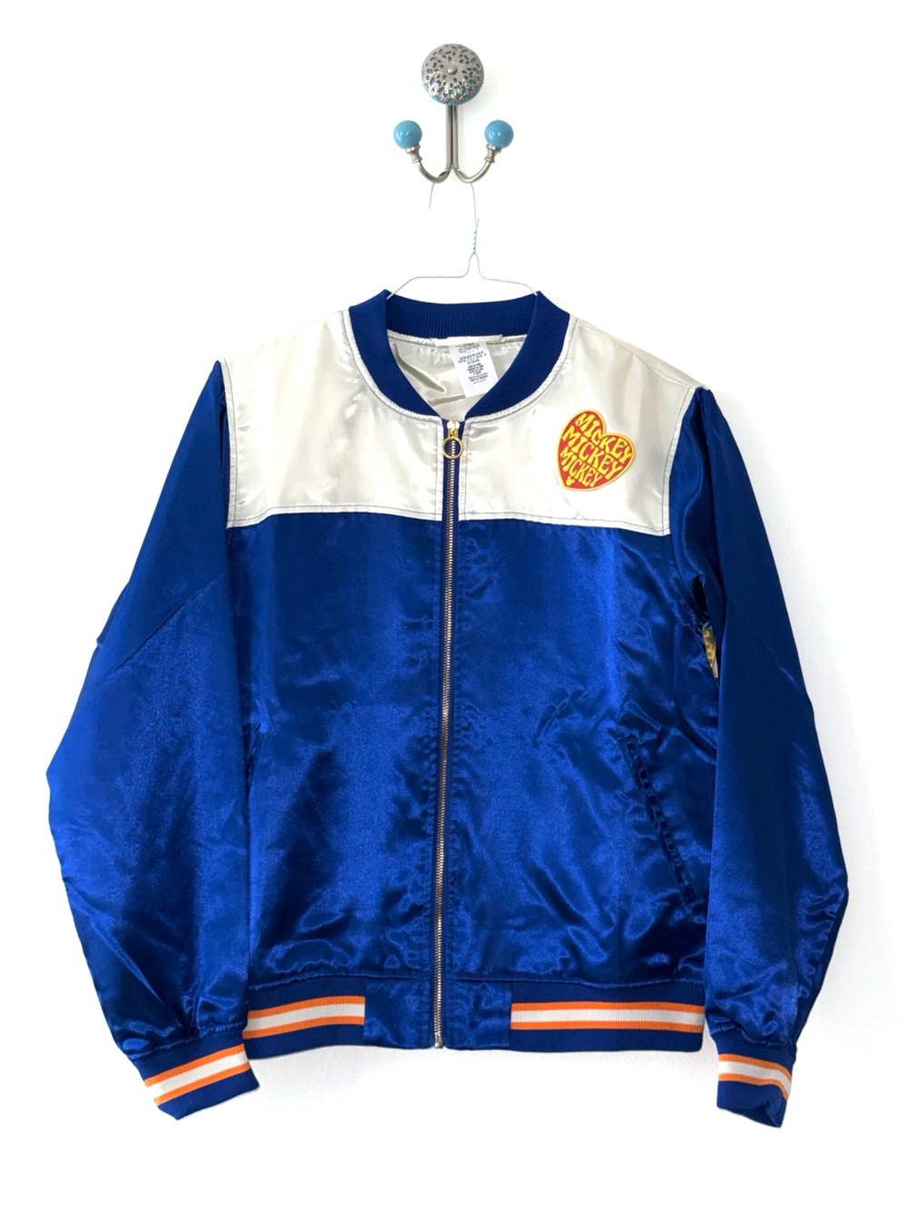 Disney Women’s Mickey Silky Blue Bomber Jacket